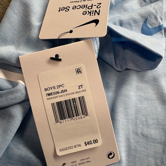 Toddler Boy 2T Nike Dri-Fit Shirt & Short 2 Piece Set Swoosh Blue - Picture 5 of 6